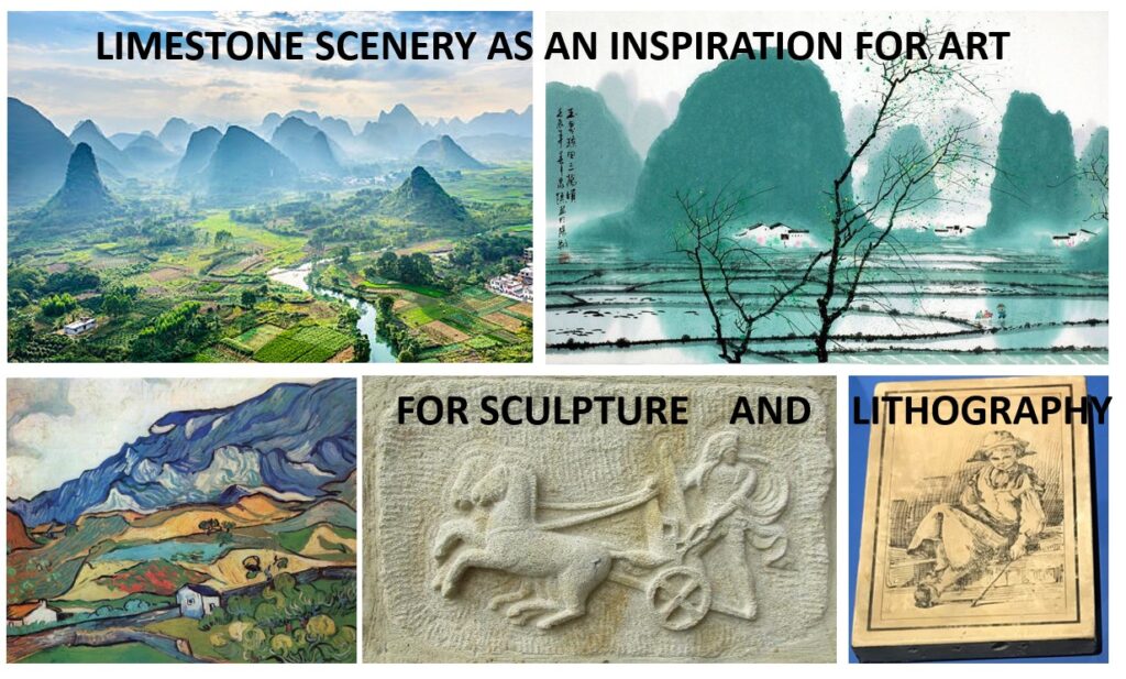 Limestone scenery as an inspiration for art, for sculpture and lithograph. Prof Maurice Tucker.